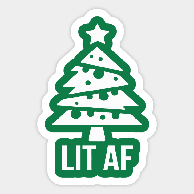 LIT AF | Funny Christmas Lights Humor Gift Idea Sticker by MerchMadness